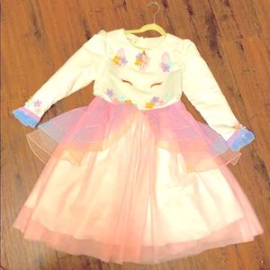 Girls Unicorn Pink & Purple Party Dress 8 -9